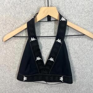 Kappa 222 Banda Anasco Sports Bra Streetwear Skater Size S Black White EC